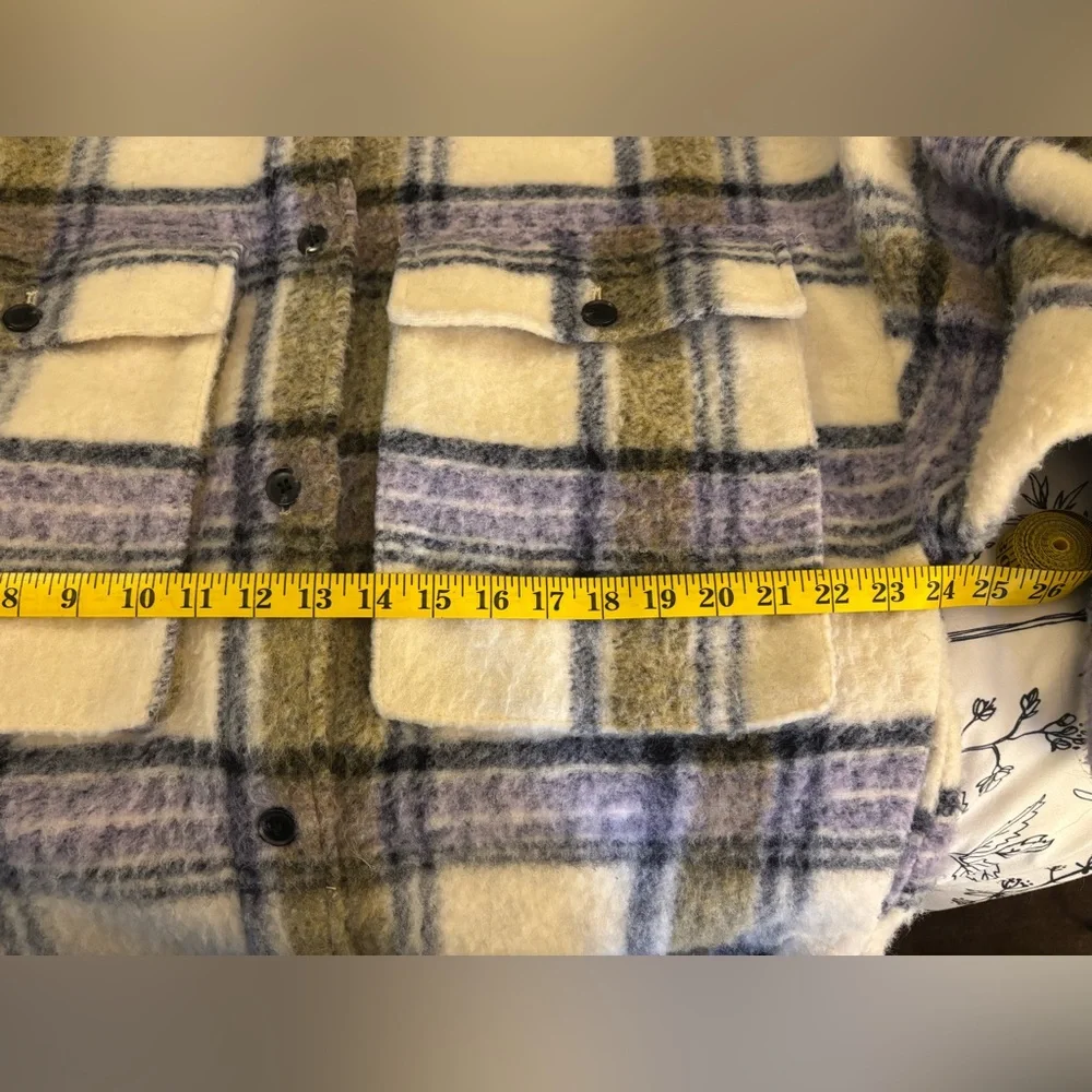 Zara Checkered Teddy Jacket - Purple and Green - Picture 10 of 11